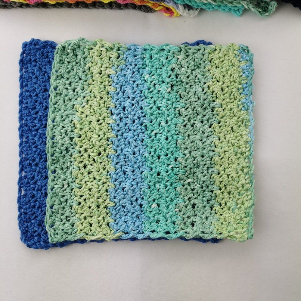 Handmade Crochet Wash Clothes, set  of 2, 100% cotton - Picture 7 of 14